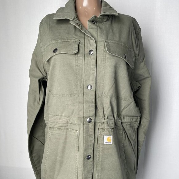 Carhartt Women's Relaxed Fit Canvas Jacket Dusty Olive Size M - Picture 1 of 9